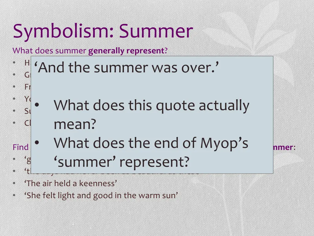 symbolism summer what does summer generally