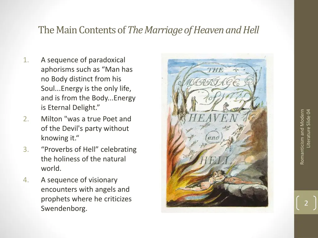 the main contents of the marriage of heaven