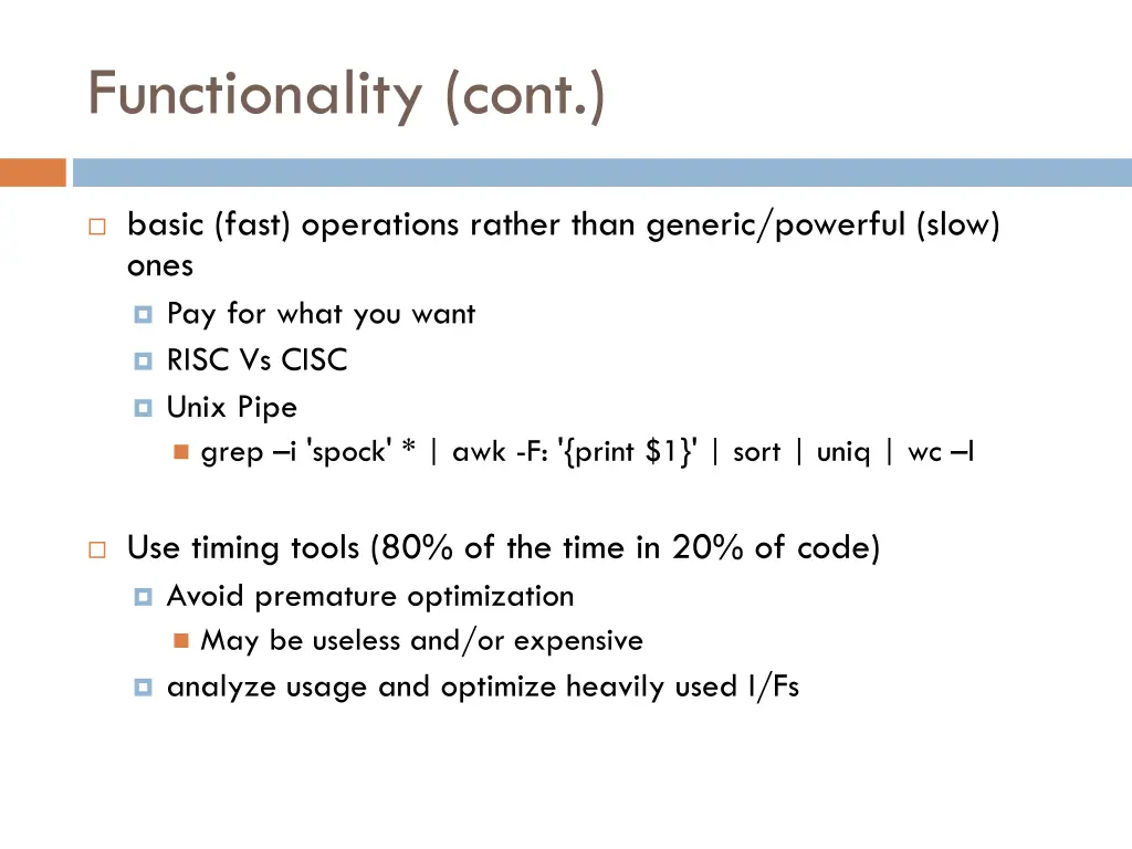 functionality cont