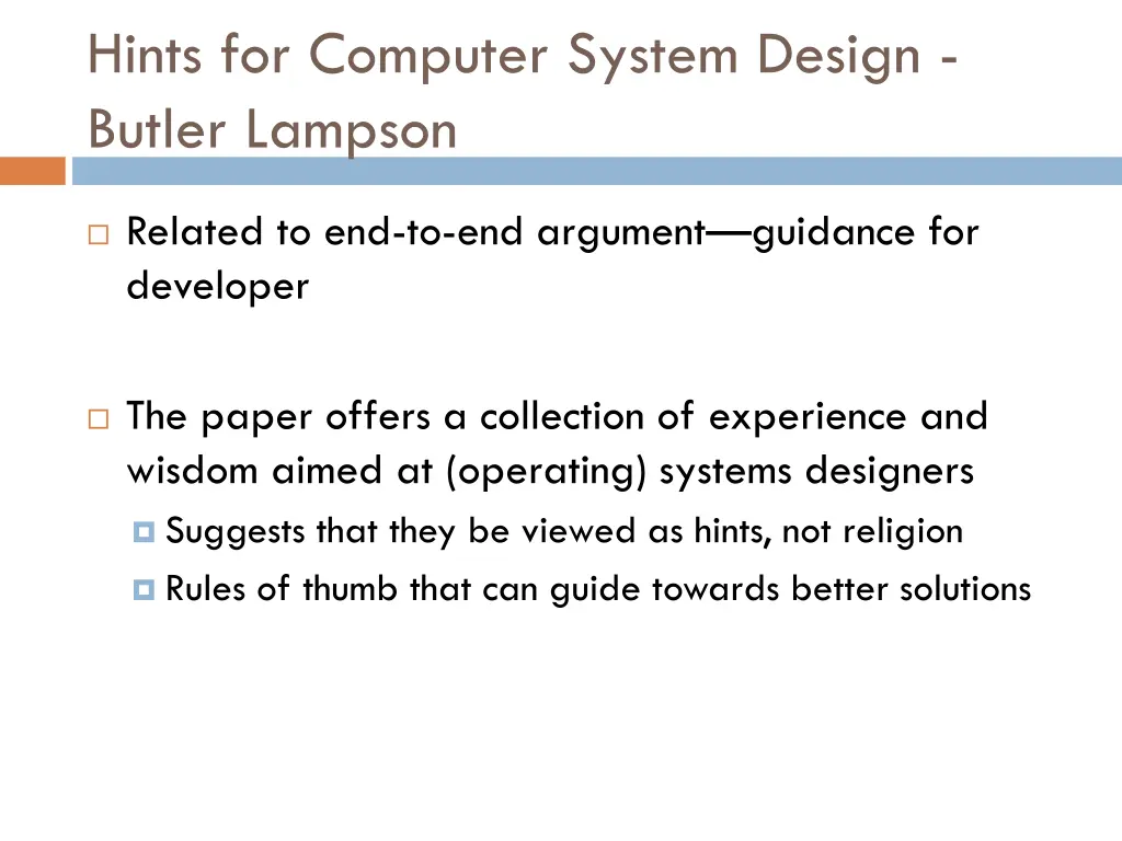 hints for computer system design butler lampson