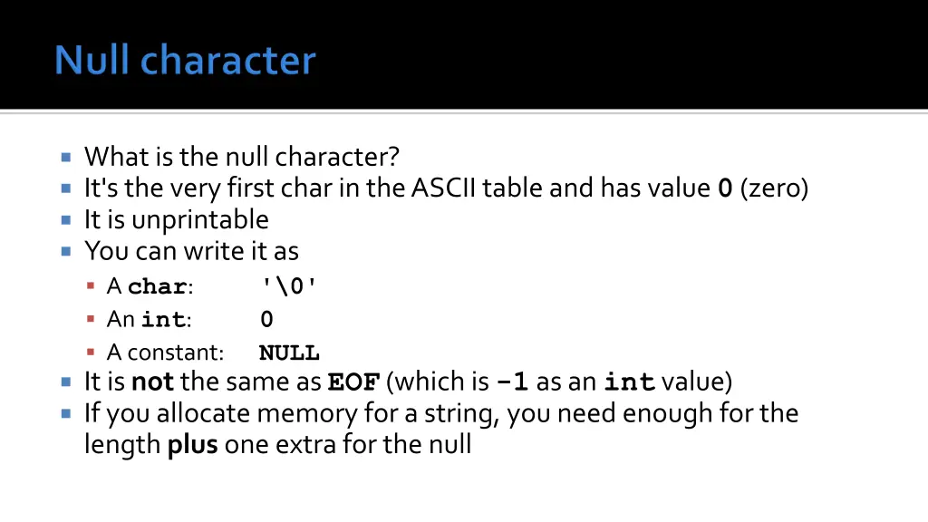 what is the null character it s the very first