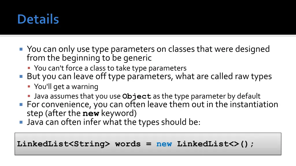 you can only use type parameters on classes that