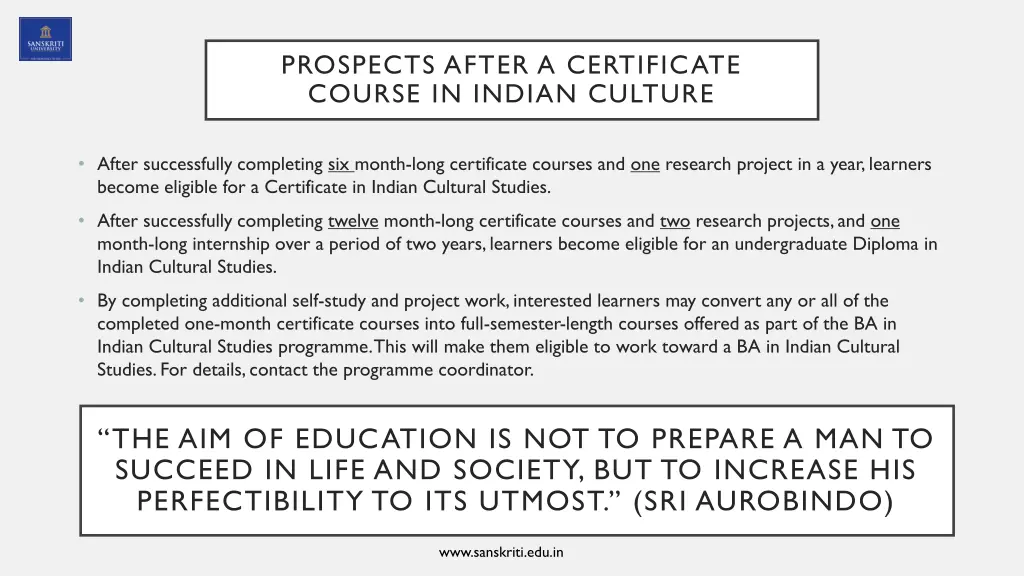 prospects after a certificate course in indian