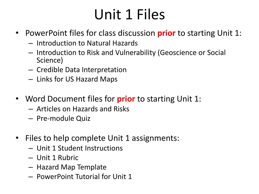 unit 1 files