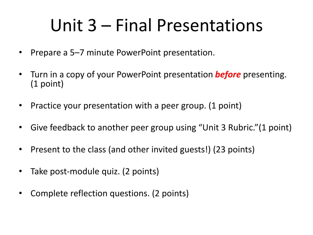 unit 3 final presentations