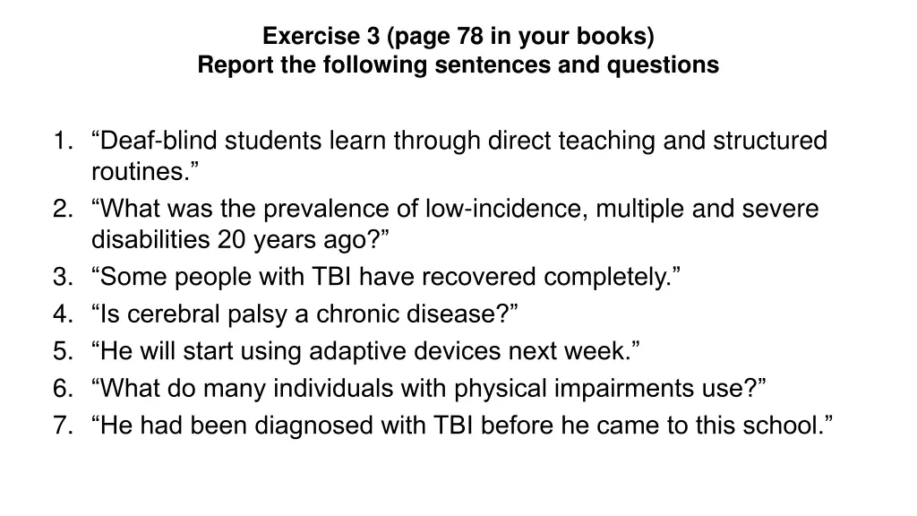 exercise 3 page 78 in your books report