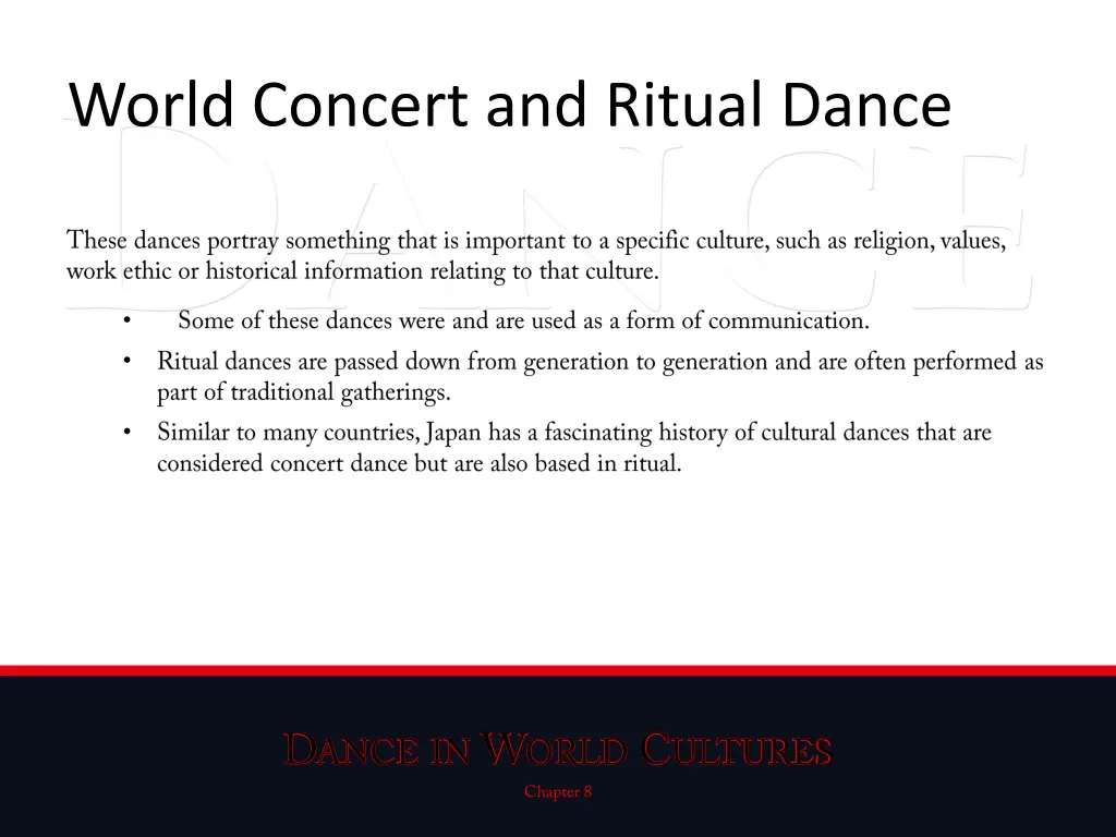 world concert and ritual dance