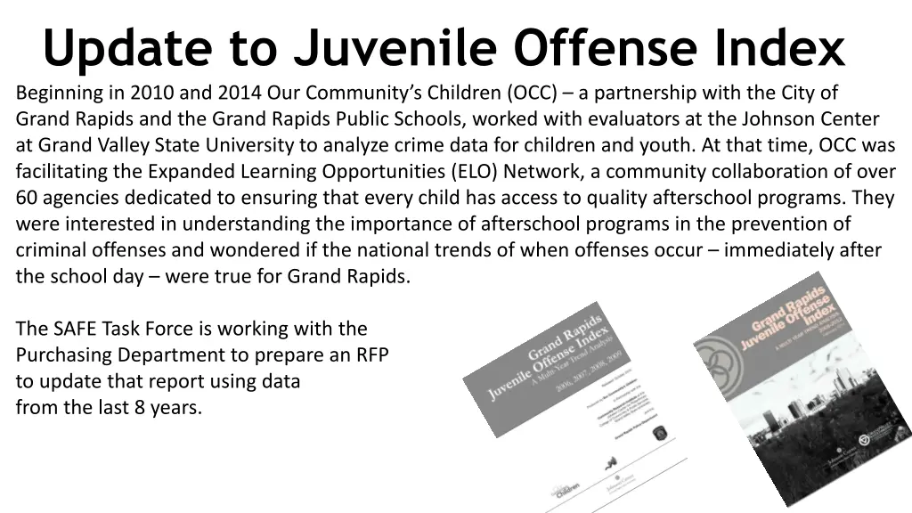 update to juvenile offense index beginning