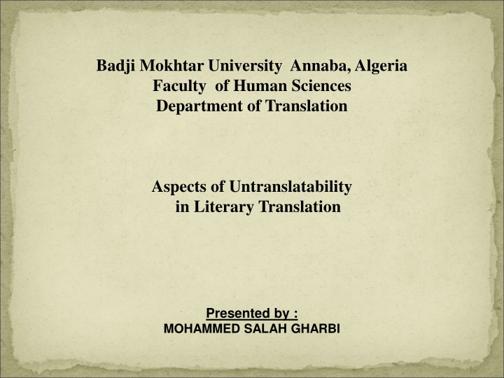 badji mokhtar university annaba algeria faculty