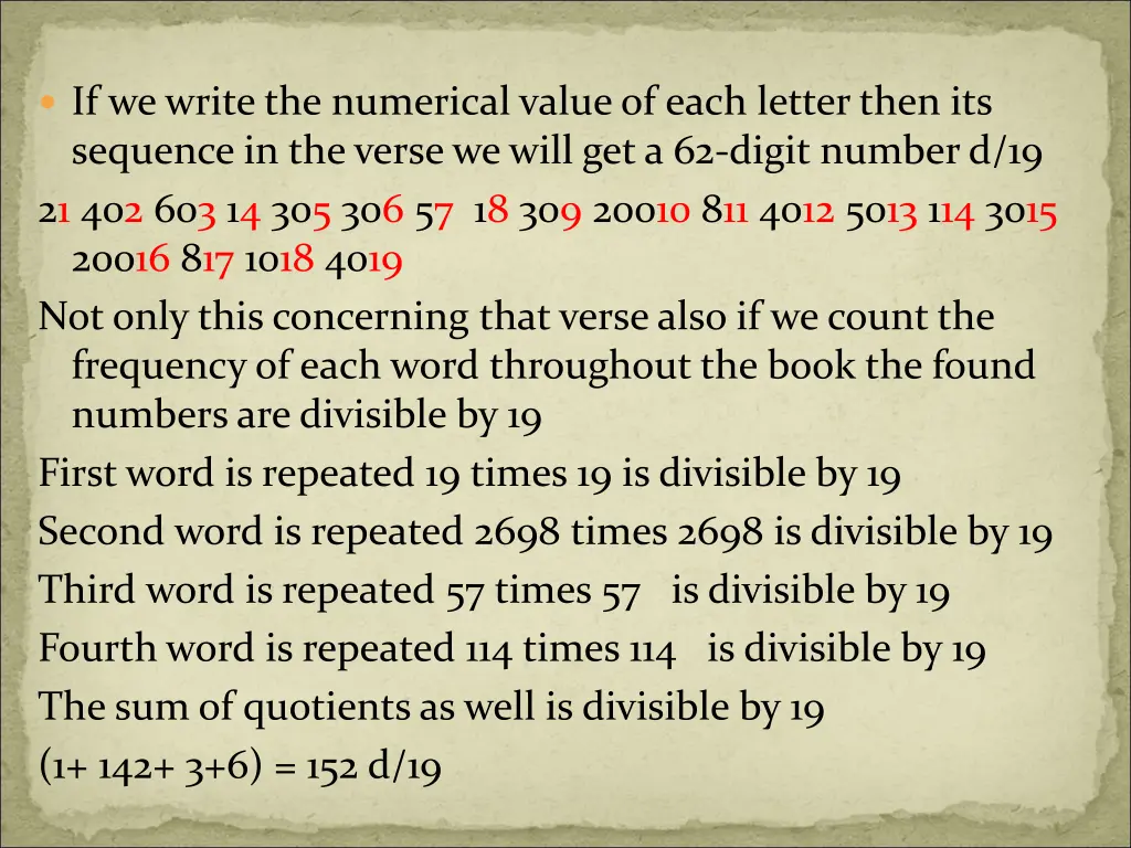 if wewrite the numerical value of each letterthen