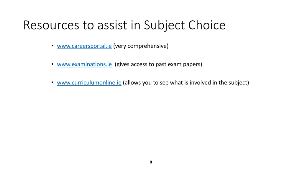 resources to assist in subject choice