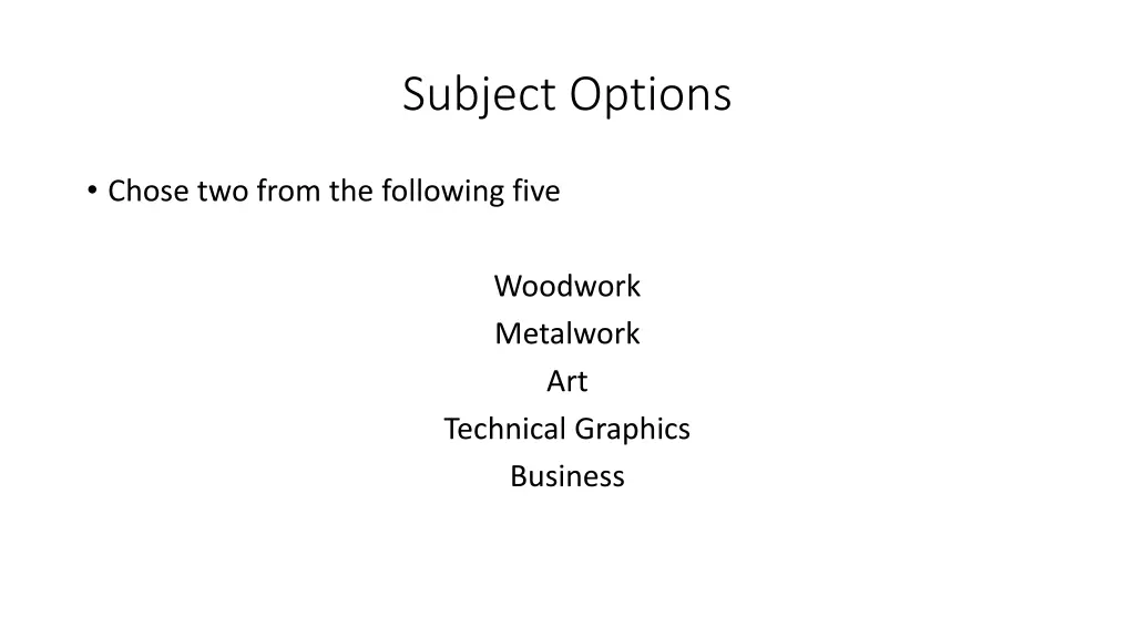 subject options