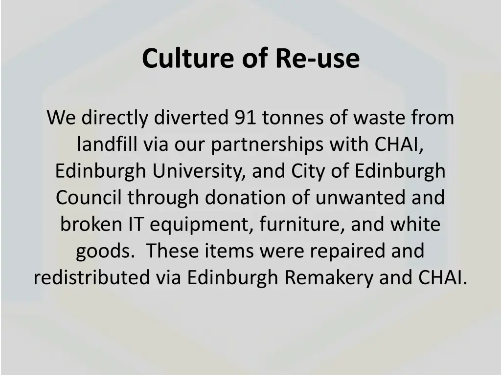 culture of re use