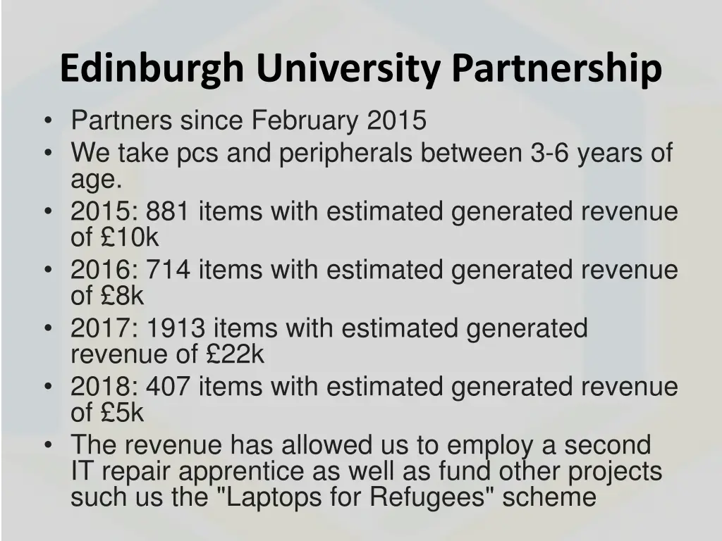 edinburgh university partnership partners since