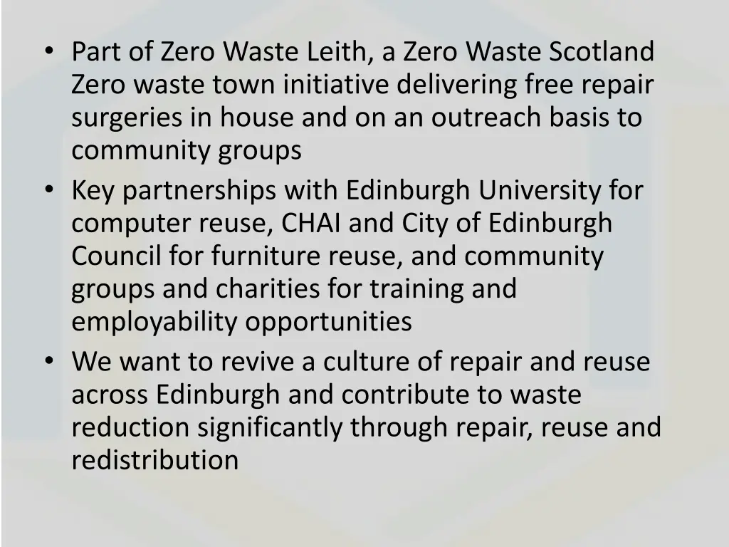 part of zero waste leith a zero waste scotland