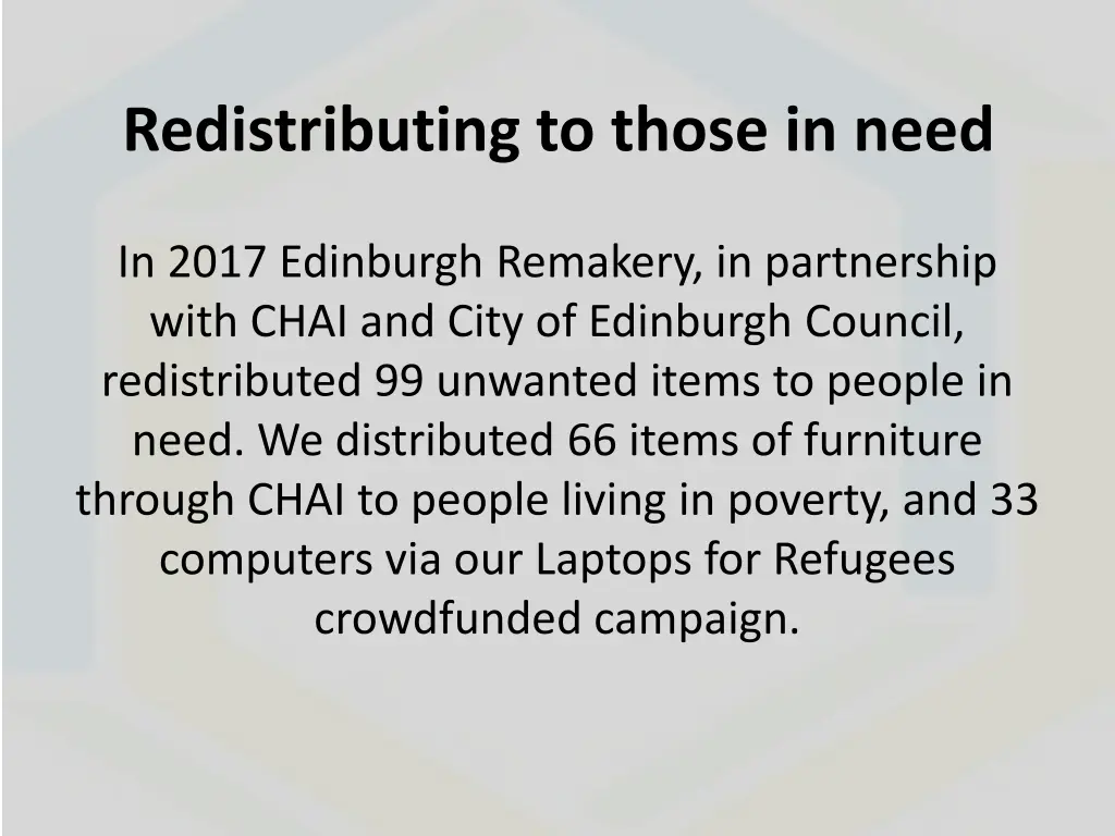 redistributing to those in need