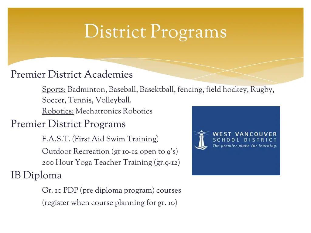 district programs