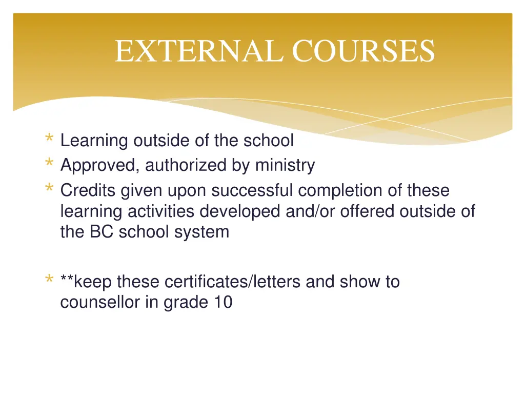 external courses