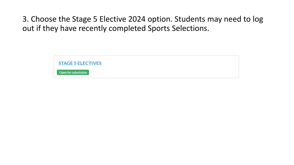 3 choose the stage 5 elective 2024 option