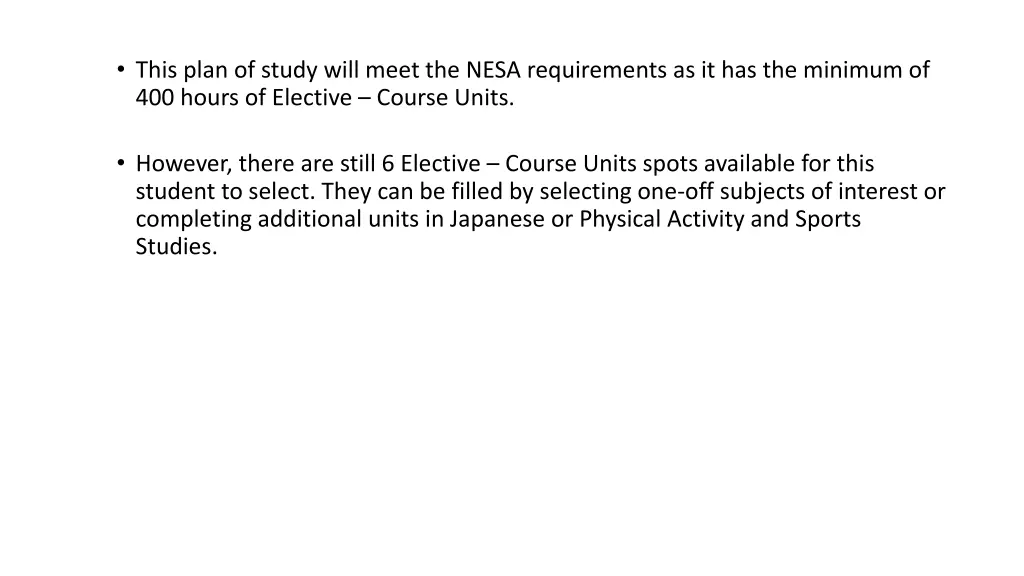 this plan of study will meet the nesa