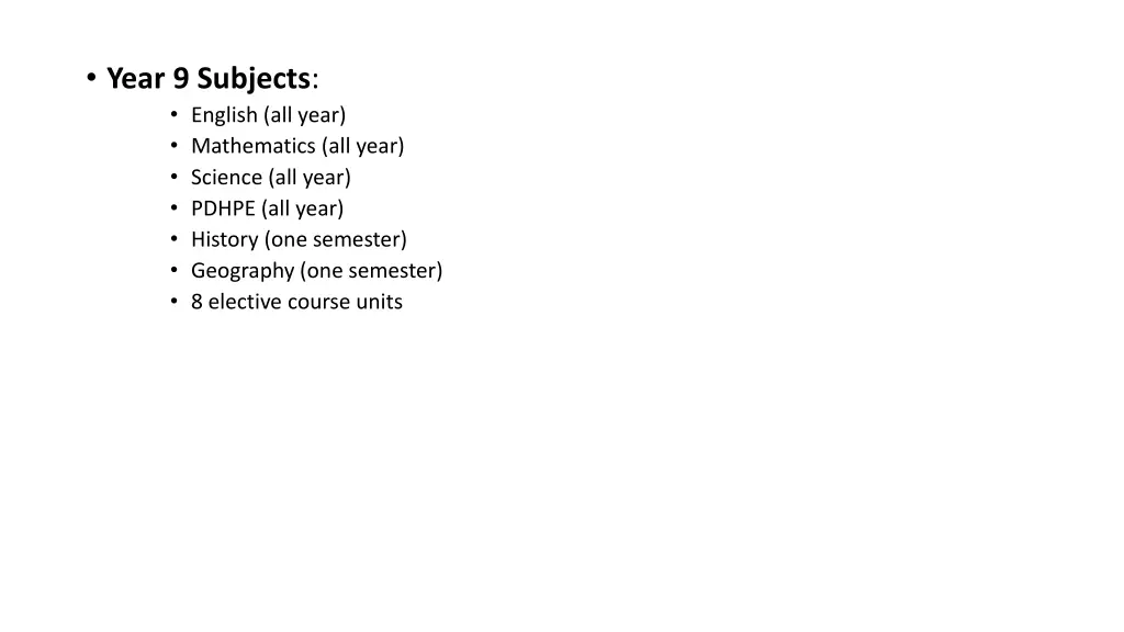 year 9 subjects english all year mathematics