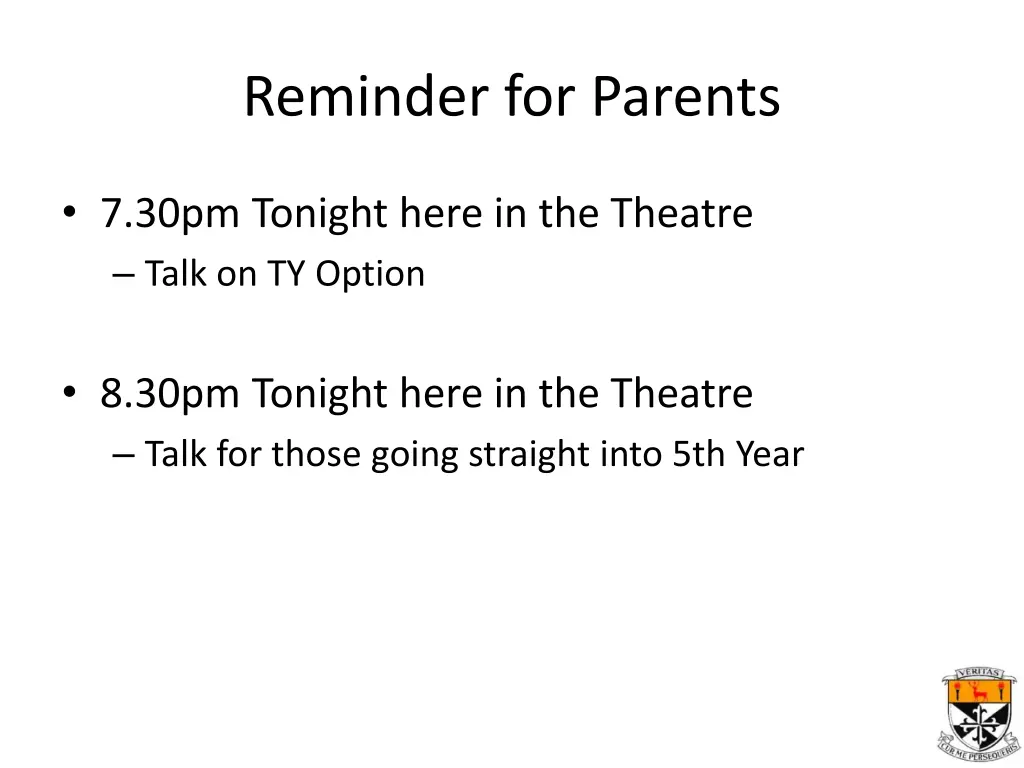 reminder for parents