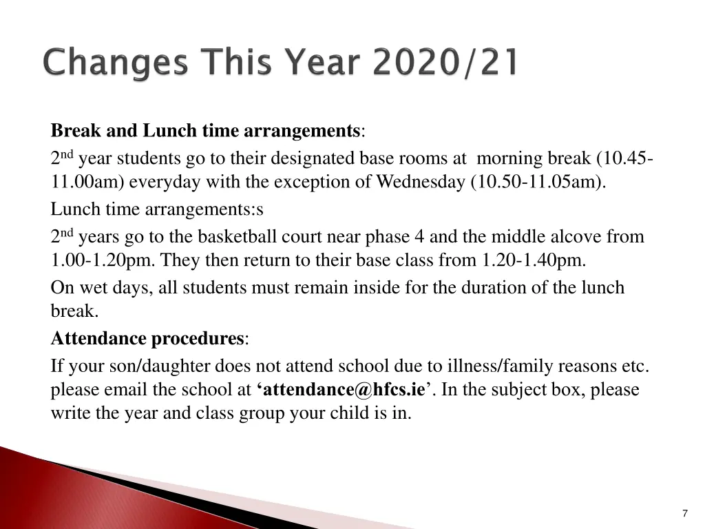 break and lunch time arrangements 2 nd year