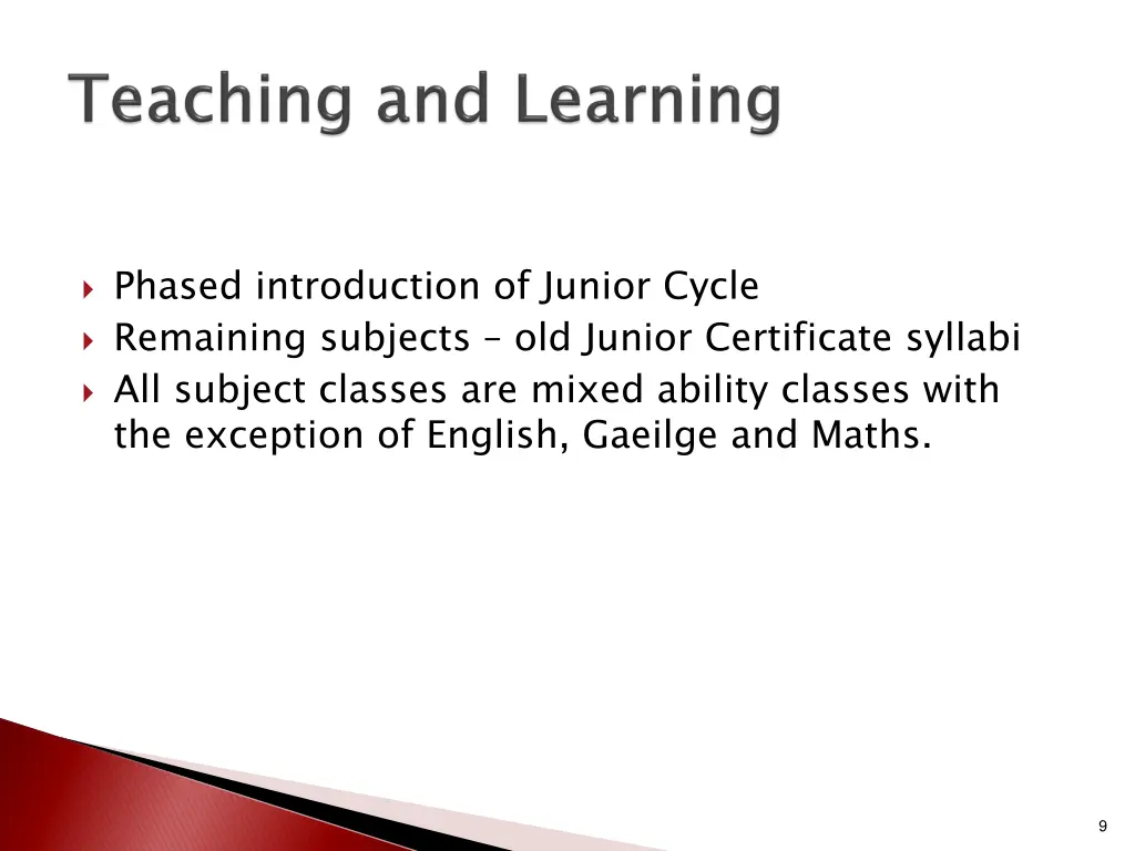 phased introduction of junior cycle remaining