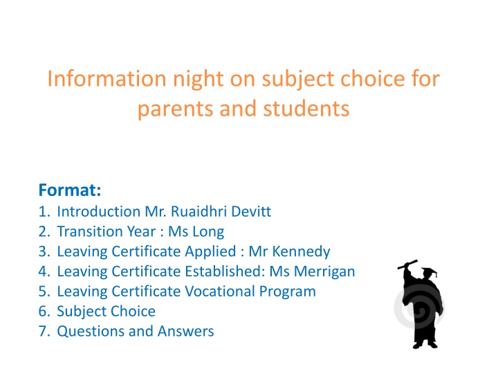 information night on subject choice for parents