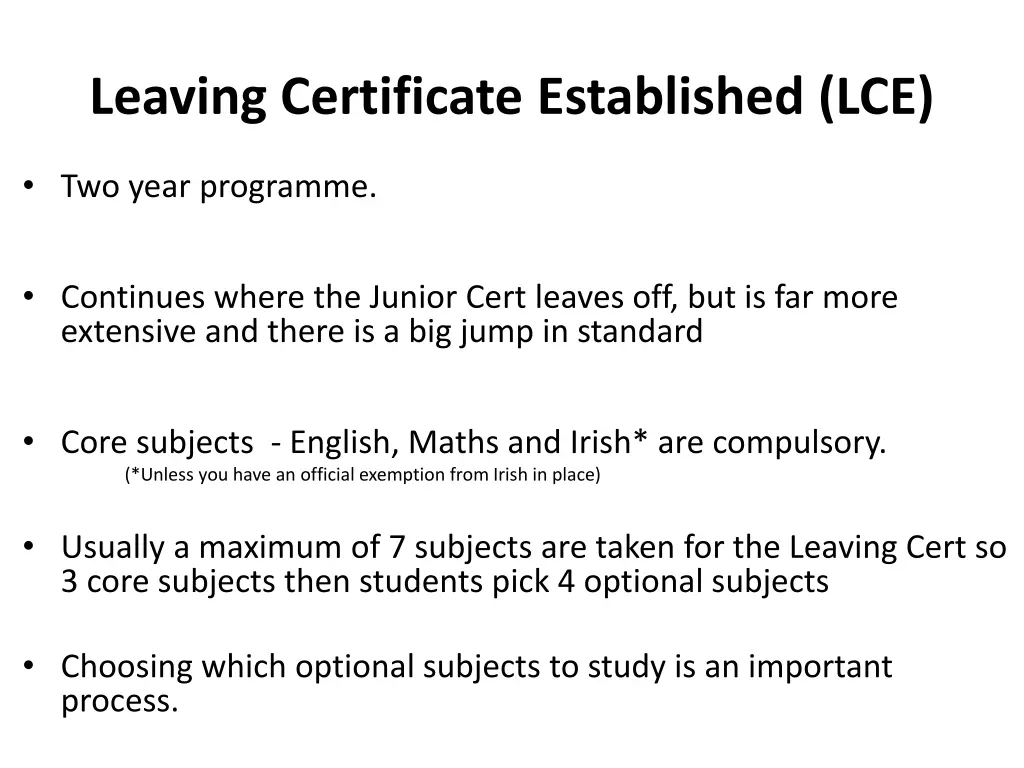 leaving certificate established lce