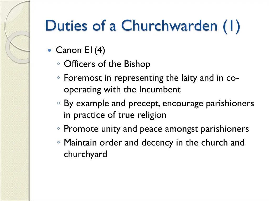 duties of a churchwarden 1