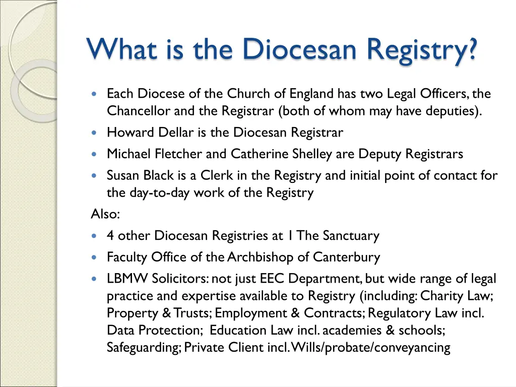 what is the diocesan registry