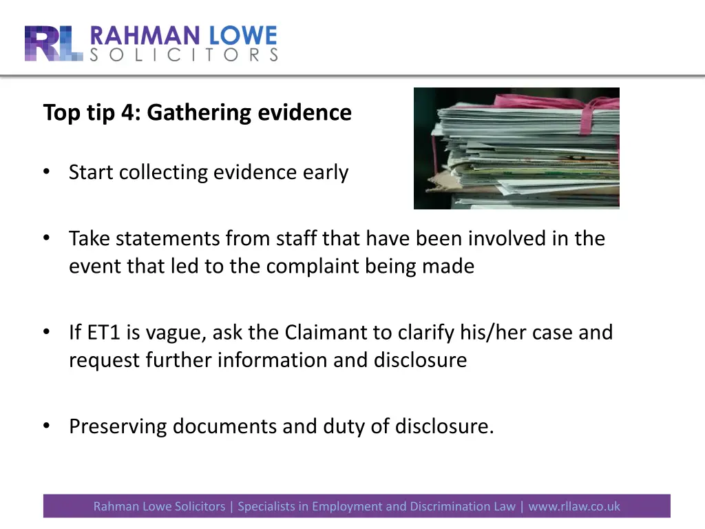 top tip 4 gathering evidence