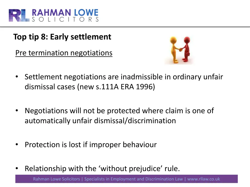 top tip 8 early settlement