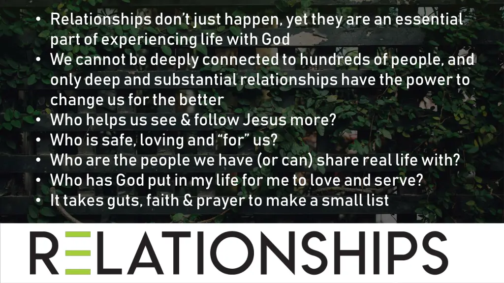 relationships don t just happen yet they