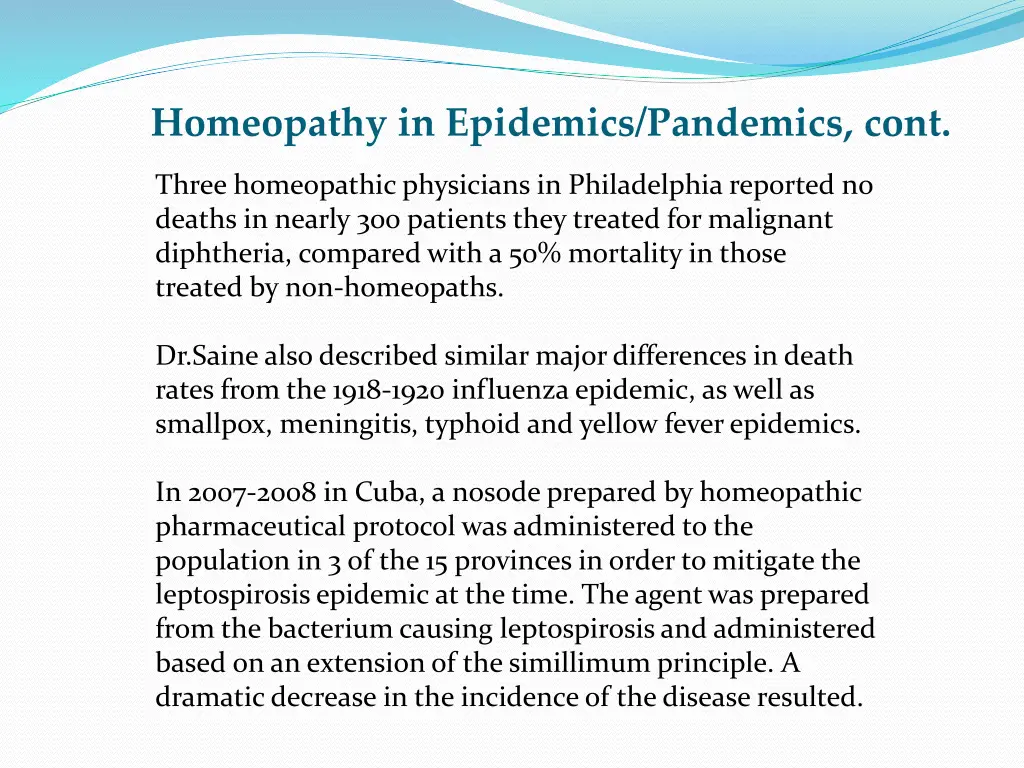 homeopathy in epidemics pandemics cont