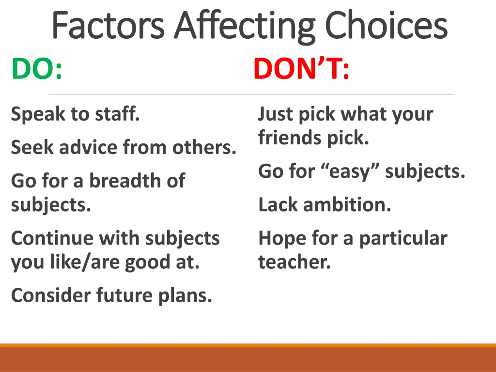 factors affecting choices factors affecting