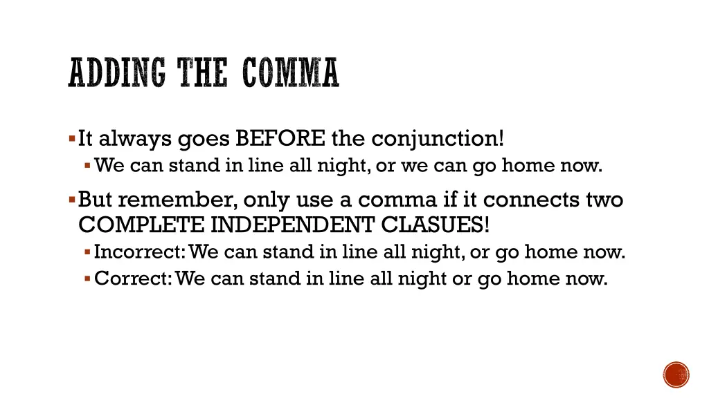 adding the comma