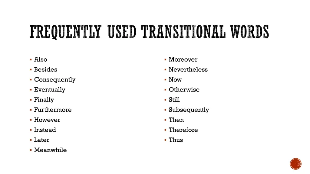 frequently used transitional words