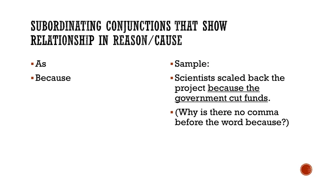 subordinating conjunctions that show relationship