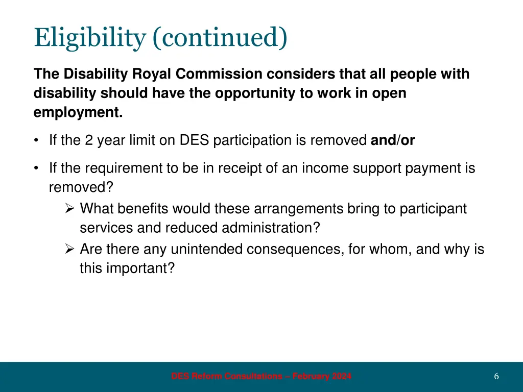 eligibility continued