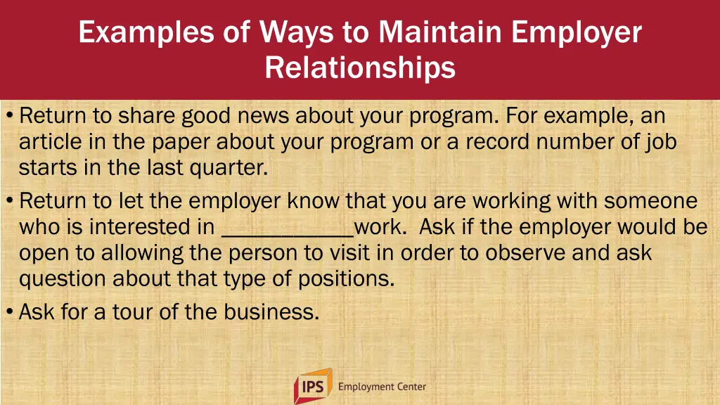 examples of ways to maintain employer