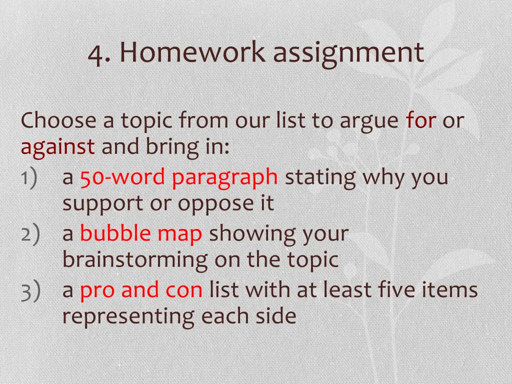 4 homework assignment