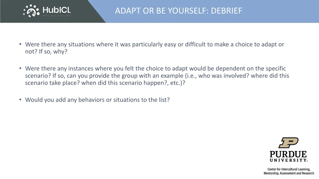 adapt or be yourself debrief 1