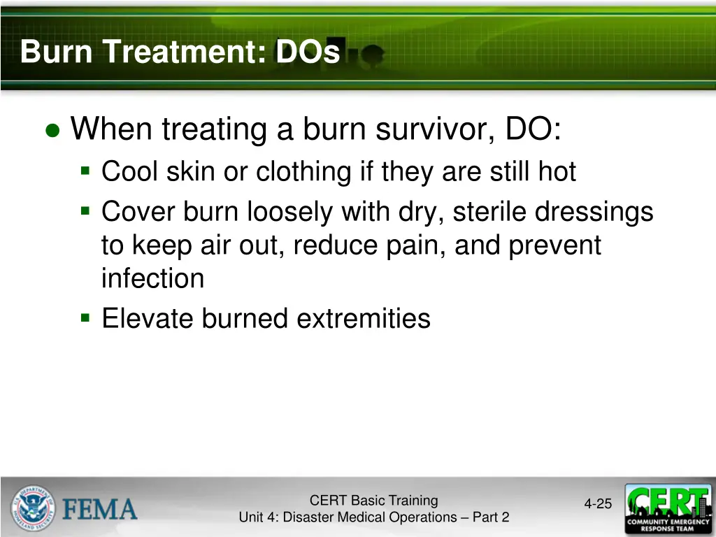 burn treatment dos