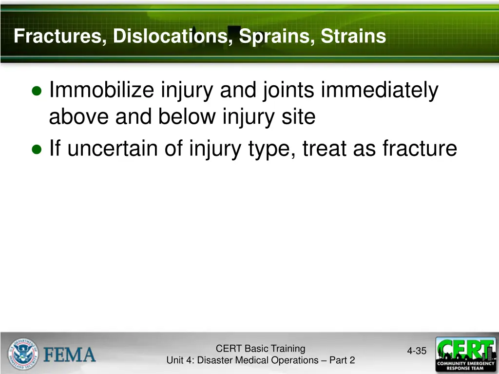 fractures dislocations sprains strains