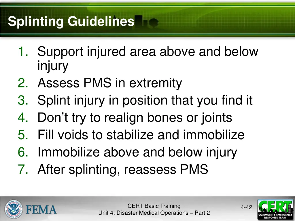 splinting guidelines