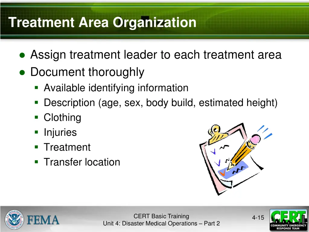 treatment area organization