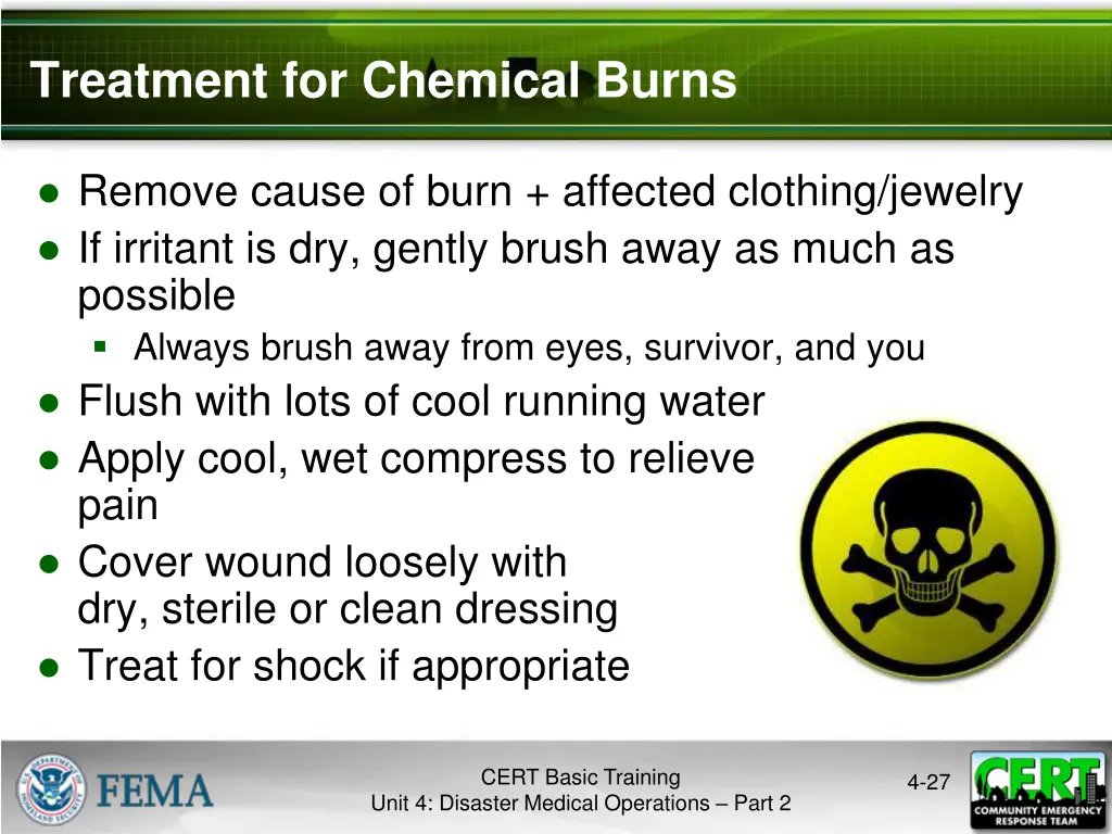 treatment for chemical burns