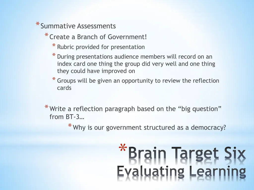 summative assessments create a branch